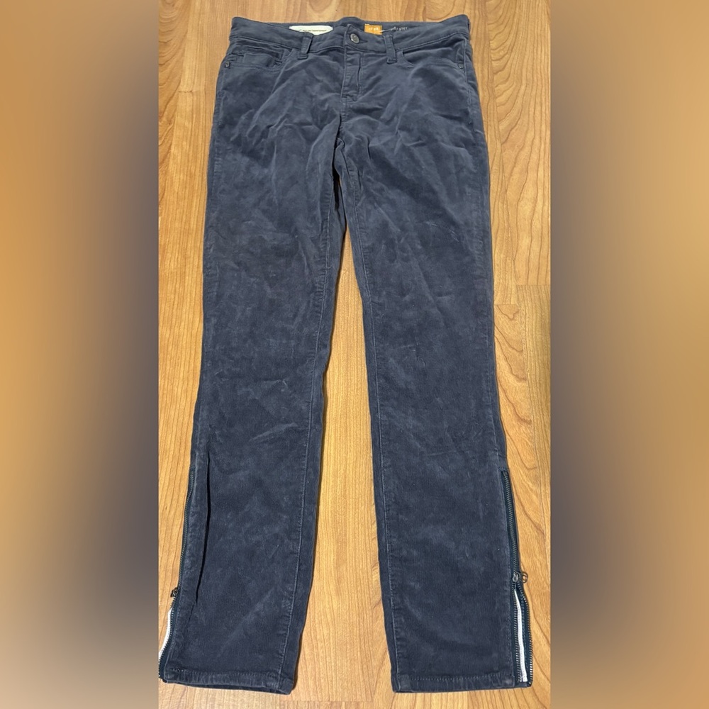 Pilcro And The Letterpress Corduroy Grey Straight Leg Pants Size 28 Ankle Zipper